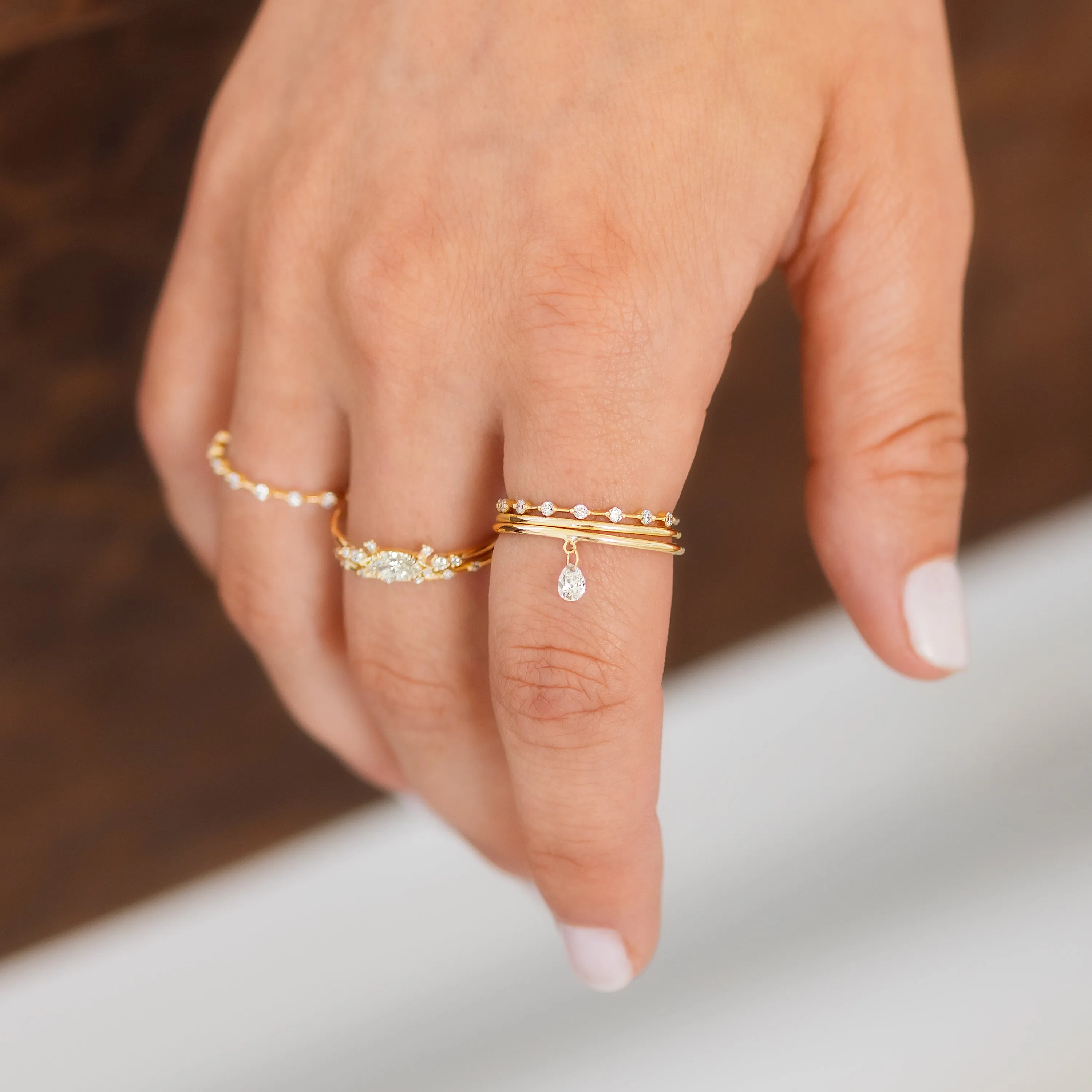 Drilled Diamond Ring - In Stock
