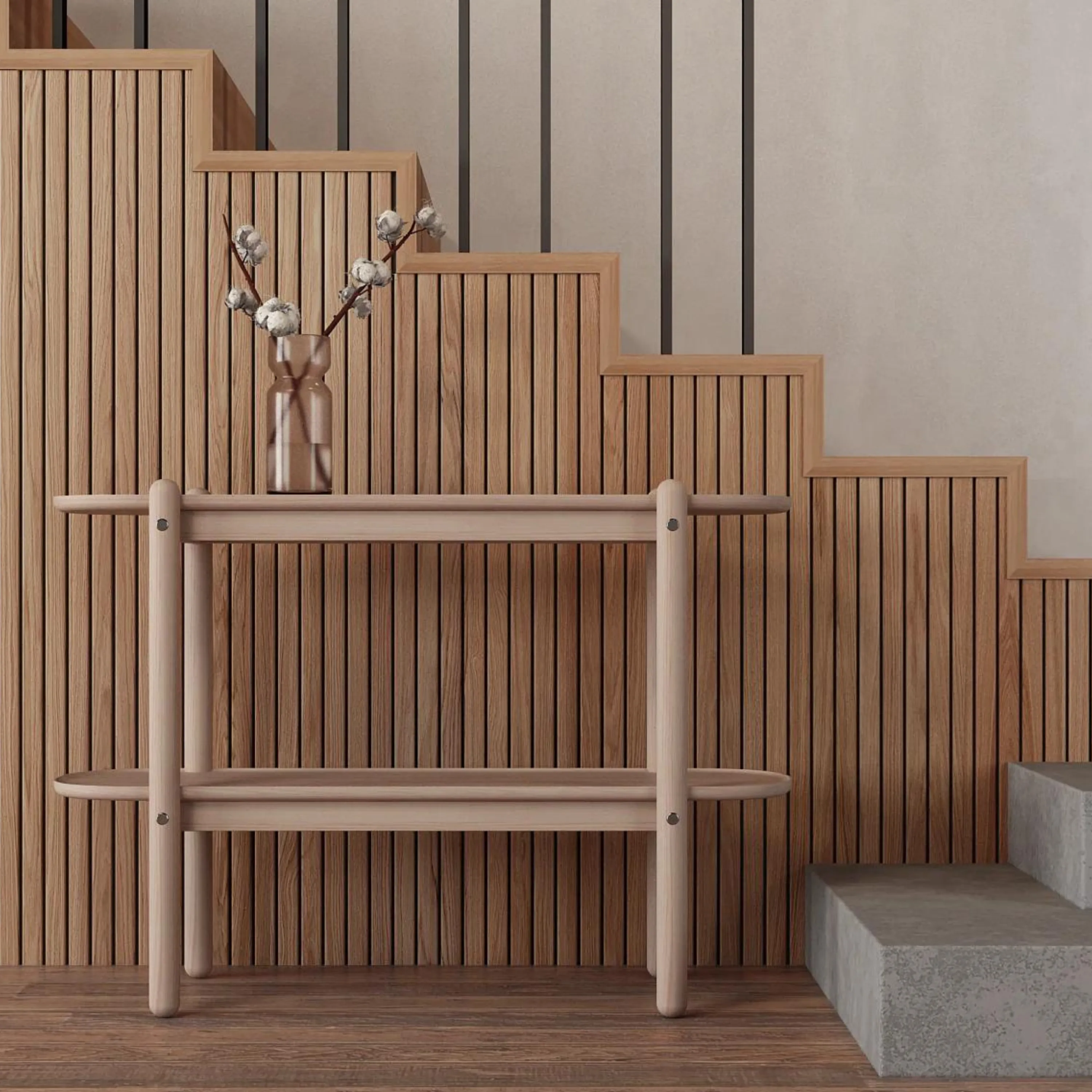 East Console with Shelf - Oak