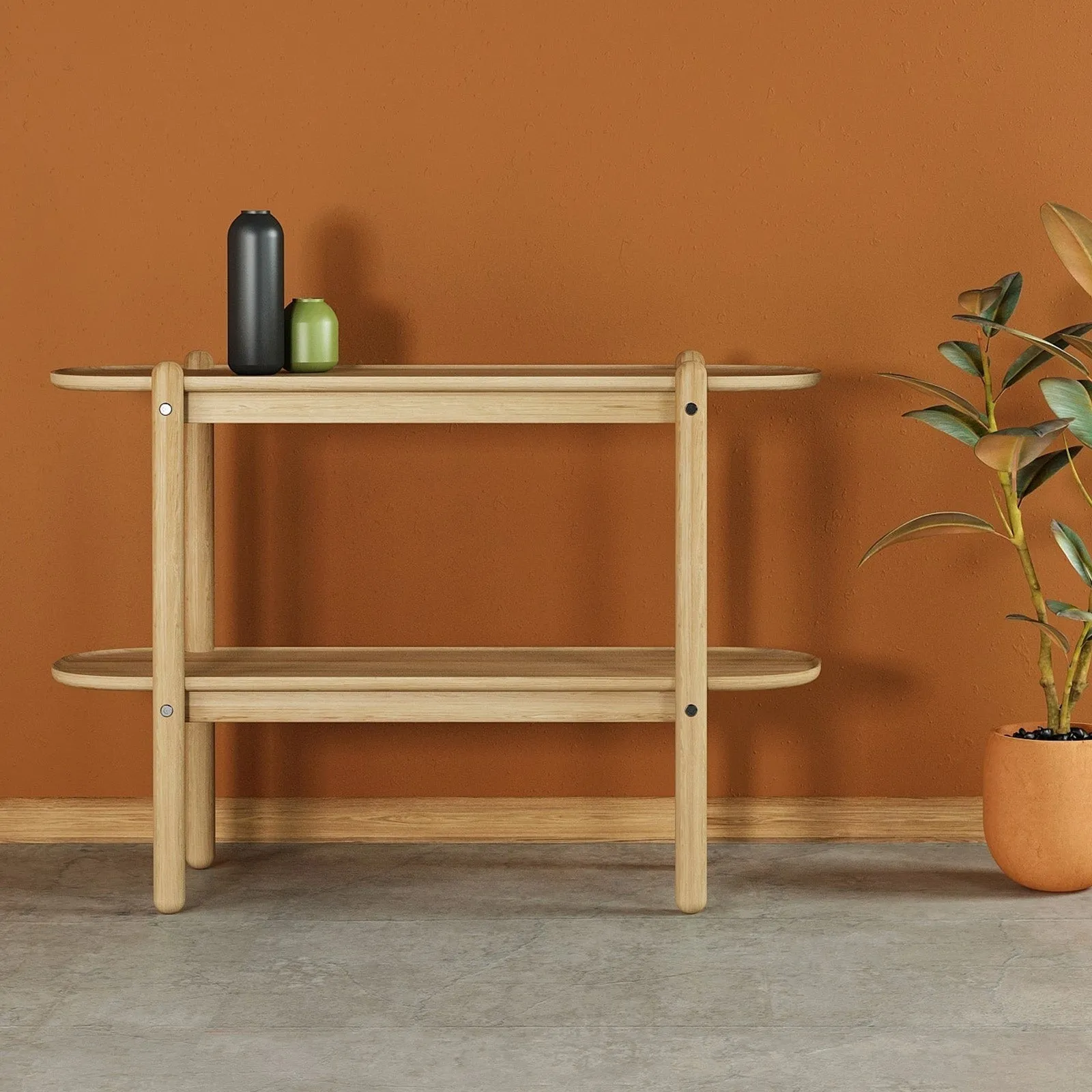 East Console with Shelf - Oak