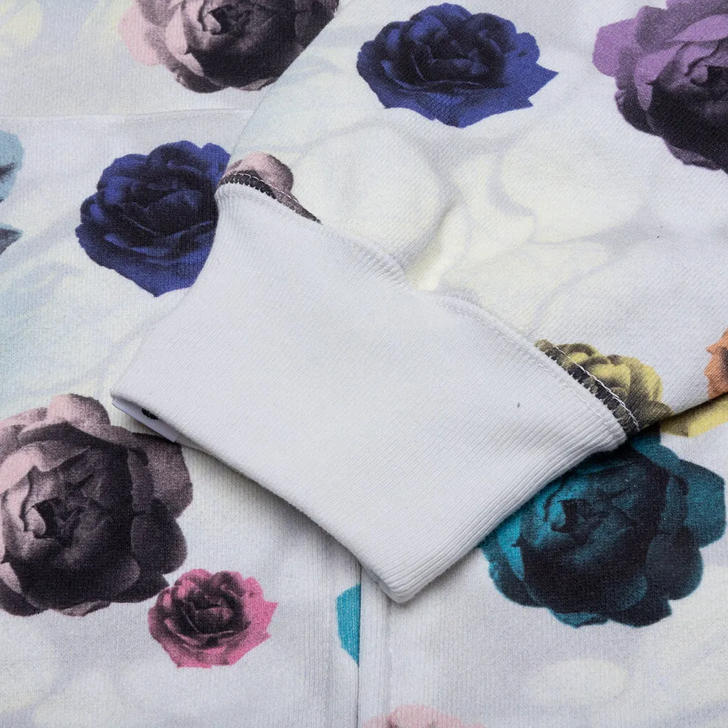 Floral Camo Shark Relaxed Fit Full Zip Hoodie - Ivory