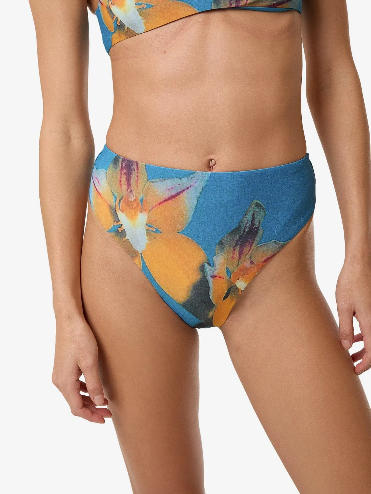 Flower Society 90S High Cut Bikini Bottom - Stella Blue