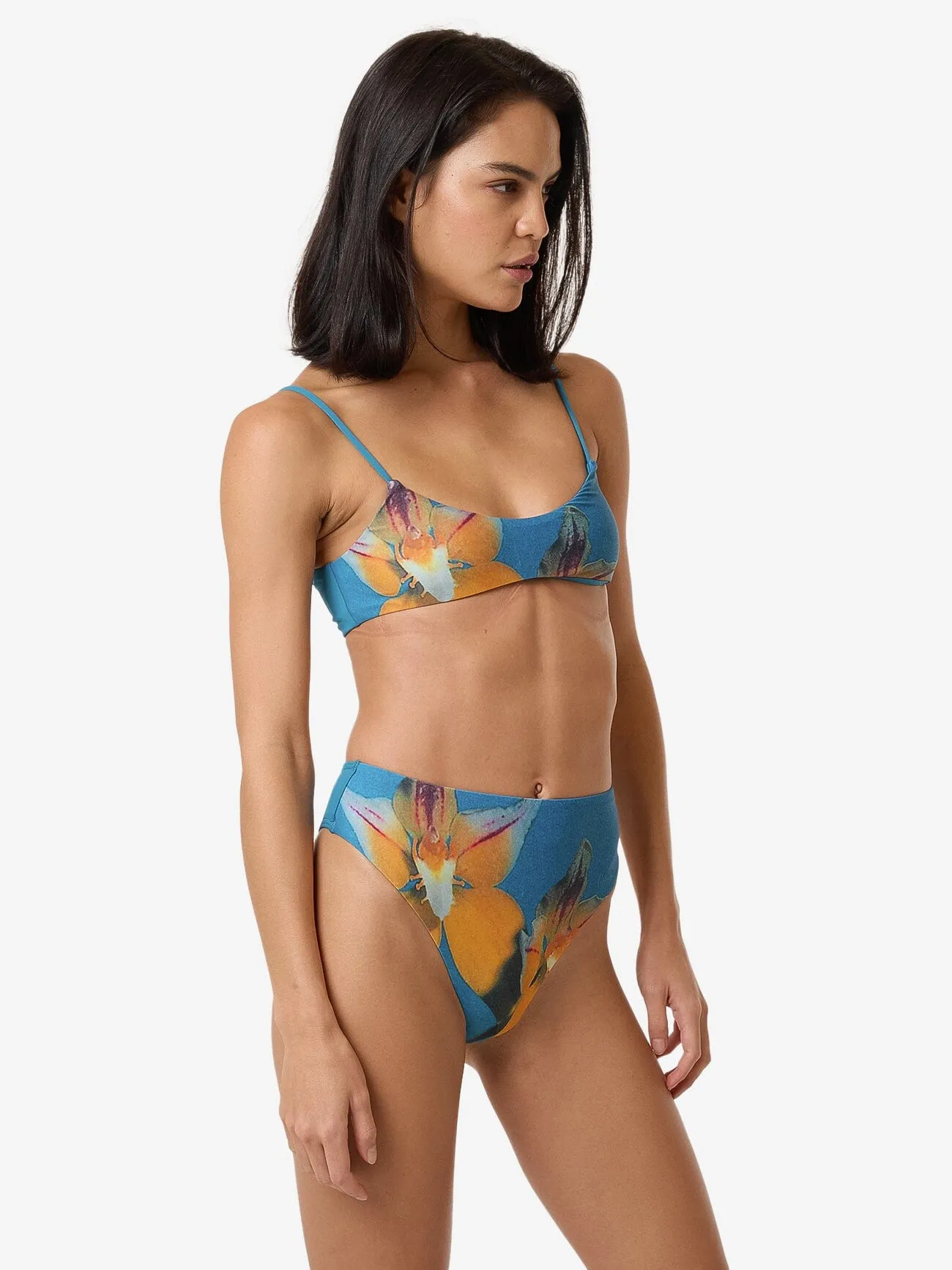 Flower Society 90S High Cut Bikini Bottom - Stella Blue