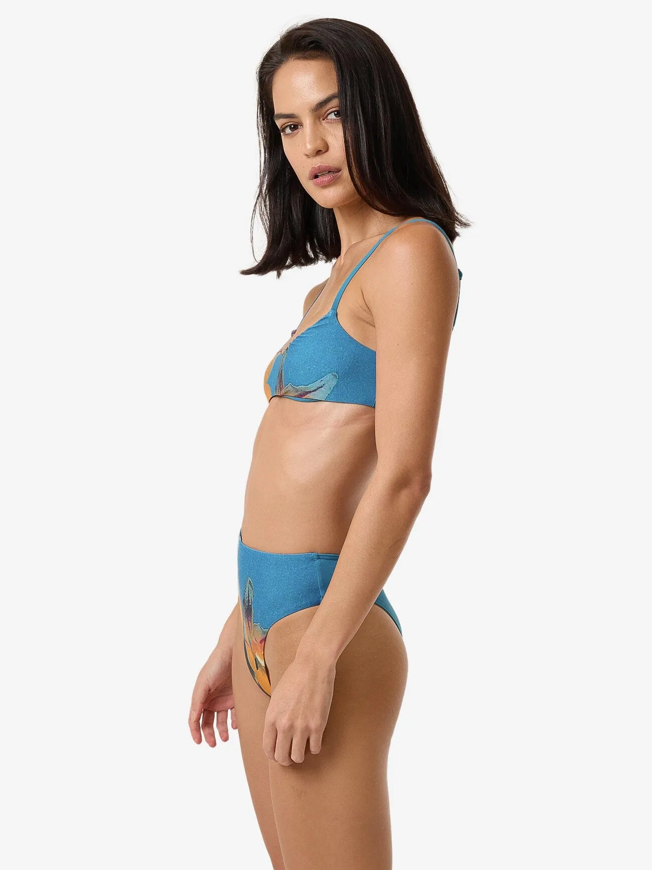 Flower Society 90S High Cut Bikini Bottom - Stella Blue