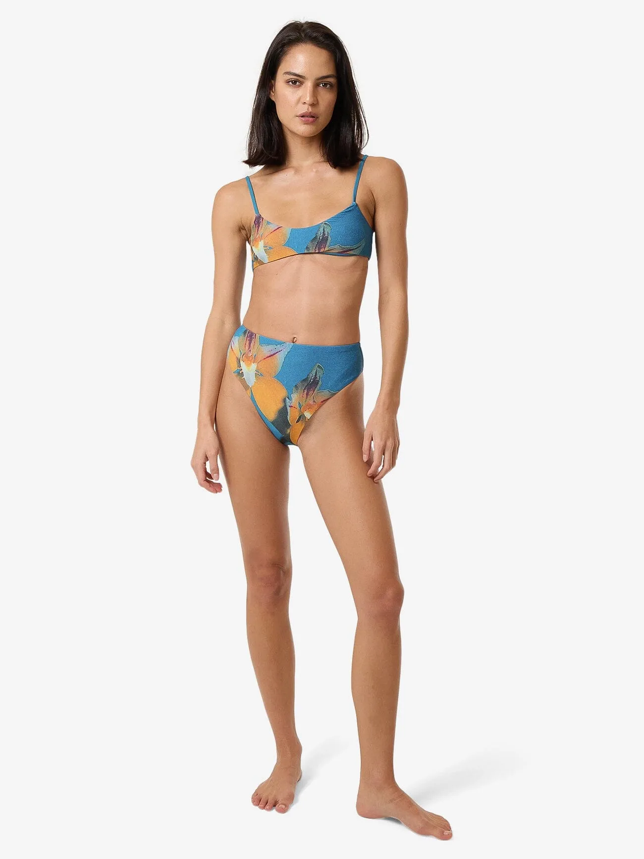 Flower Society 90S High Cut Bikini Bottom - Stella Blue