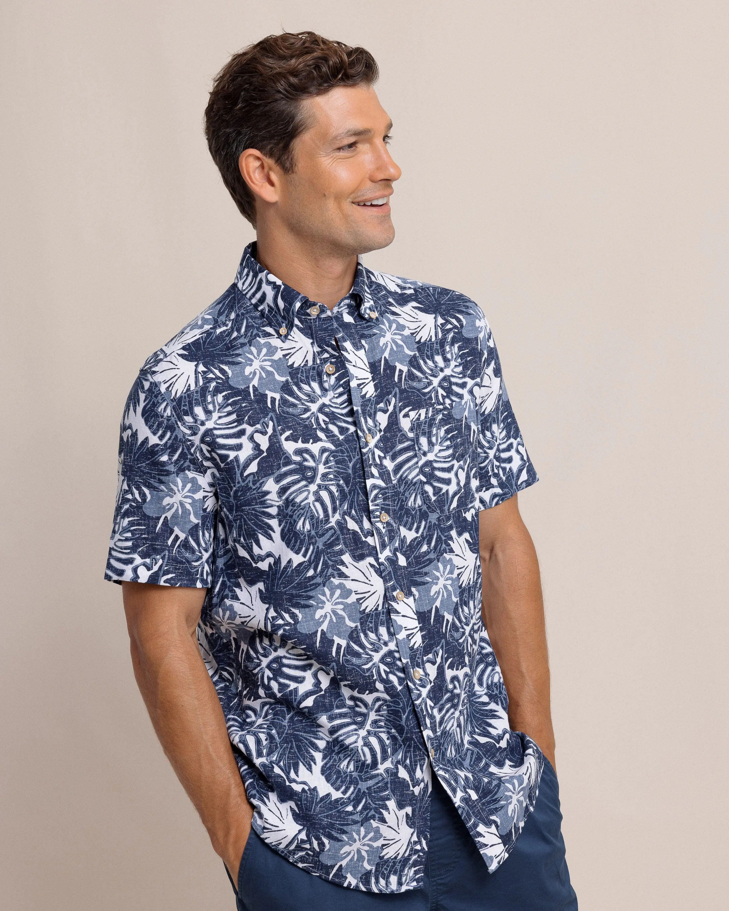 Grand Palms Linen Rayon Short Sleeve Sport Shirt