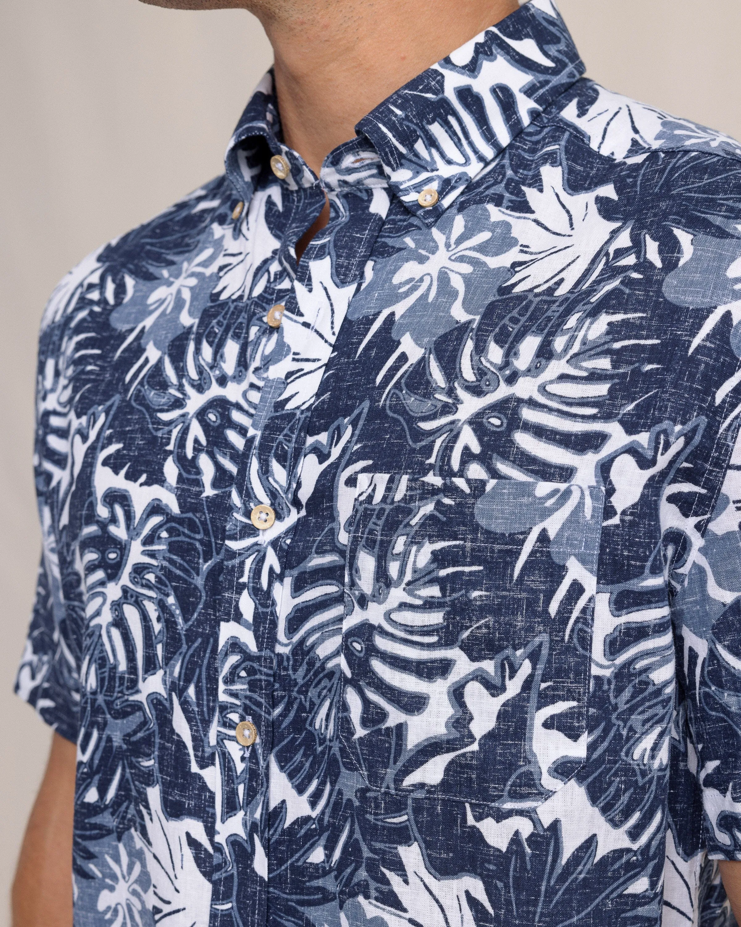 Grand Palms Linen Rayon Short Sleeve Sport Shirt