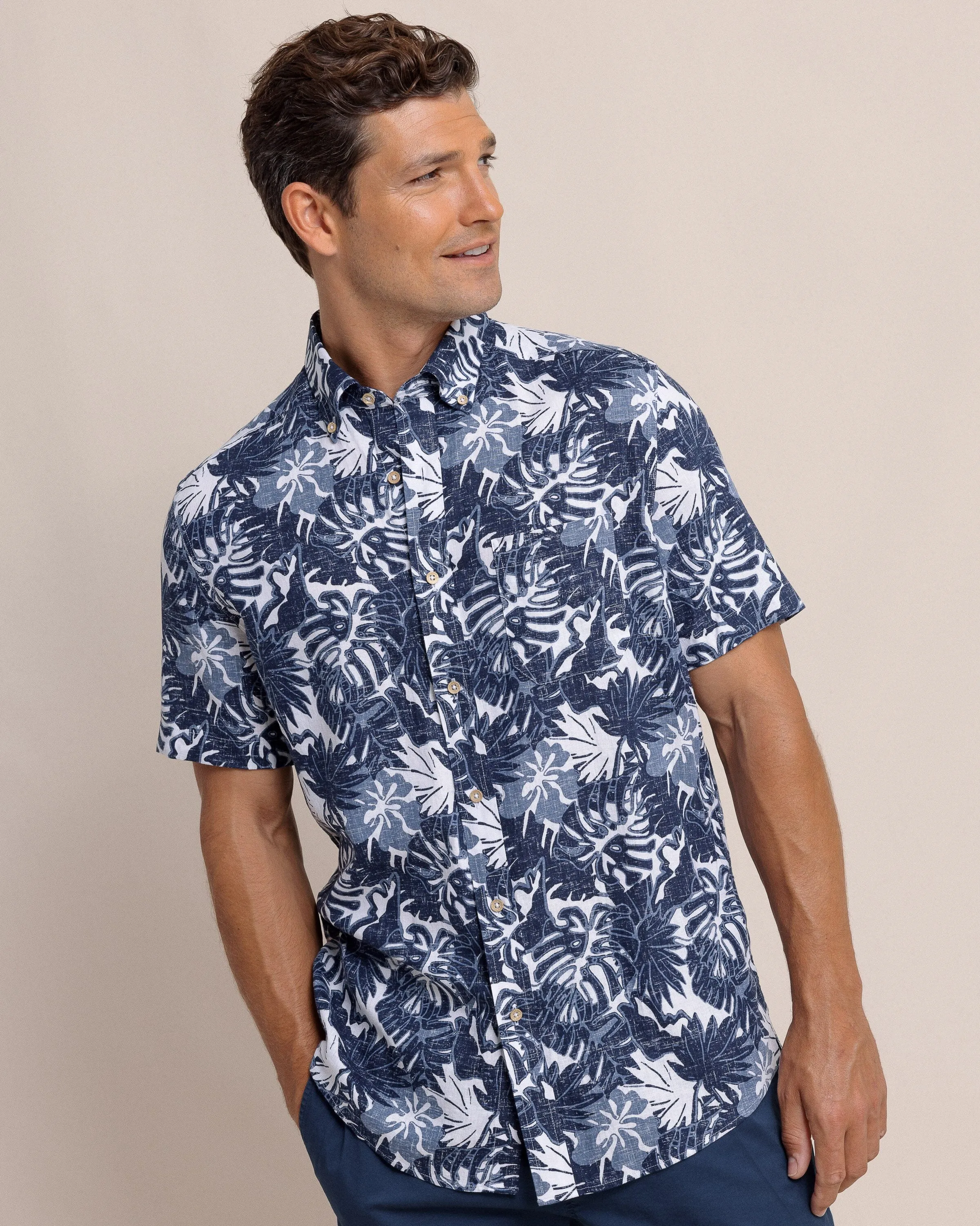 Grand Palms Linen Rayon Short Sleeve Sport Shirt