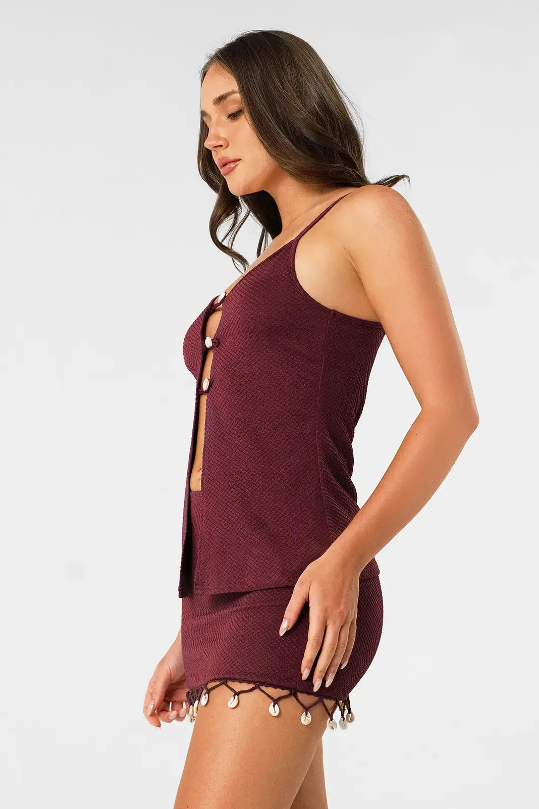 Indy Open Front Tank Top / Henna