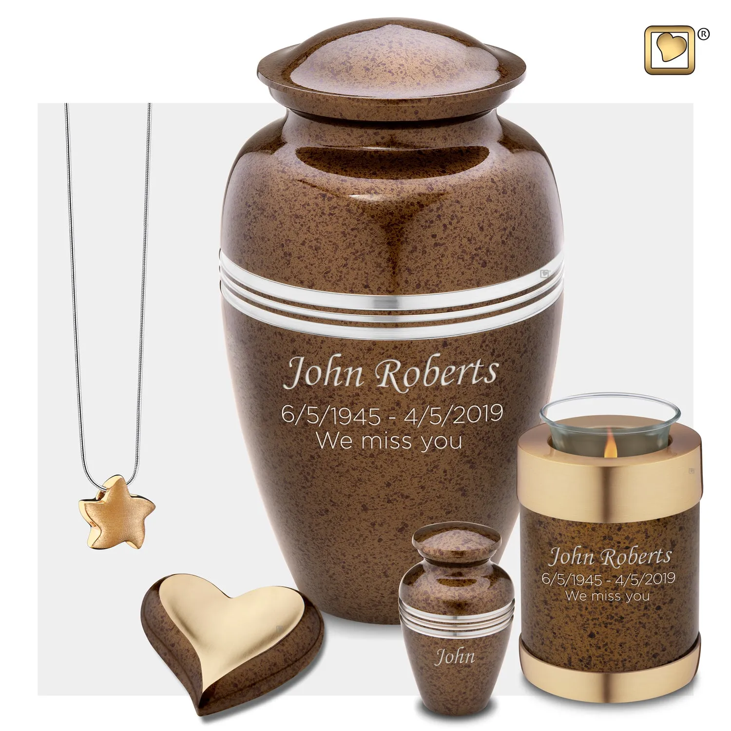 Keepsake Speckled Auburn Cremation Urn - COMFORT by LoveUrns