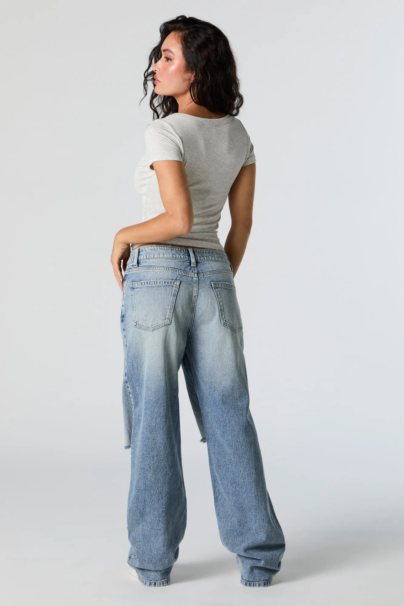 Low Rise Distressed Skater Jean