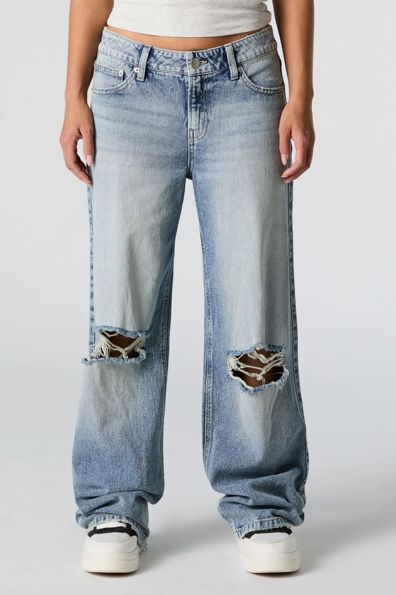 Low Rise Distressed Skater Jean