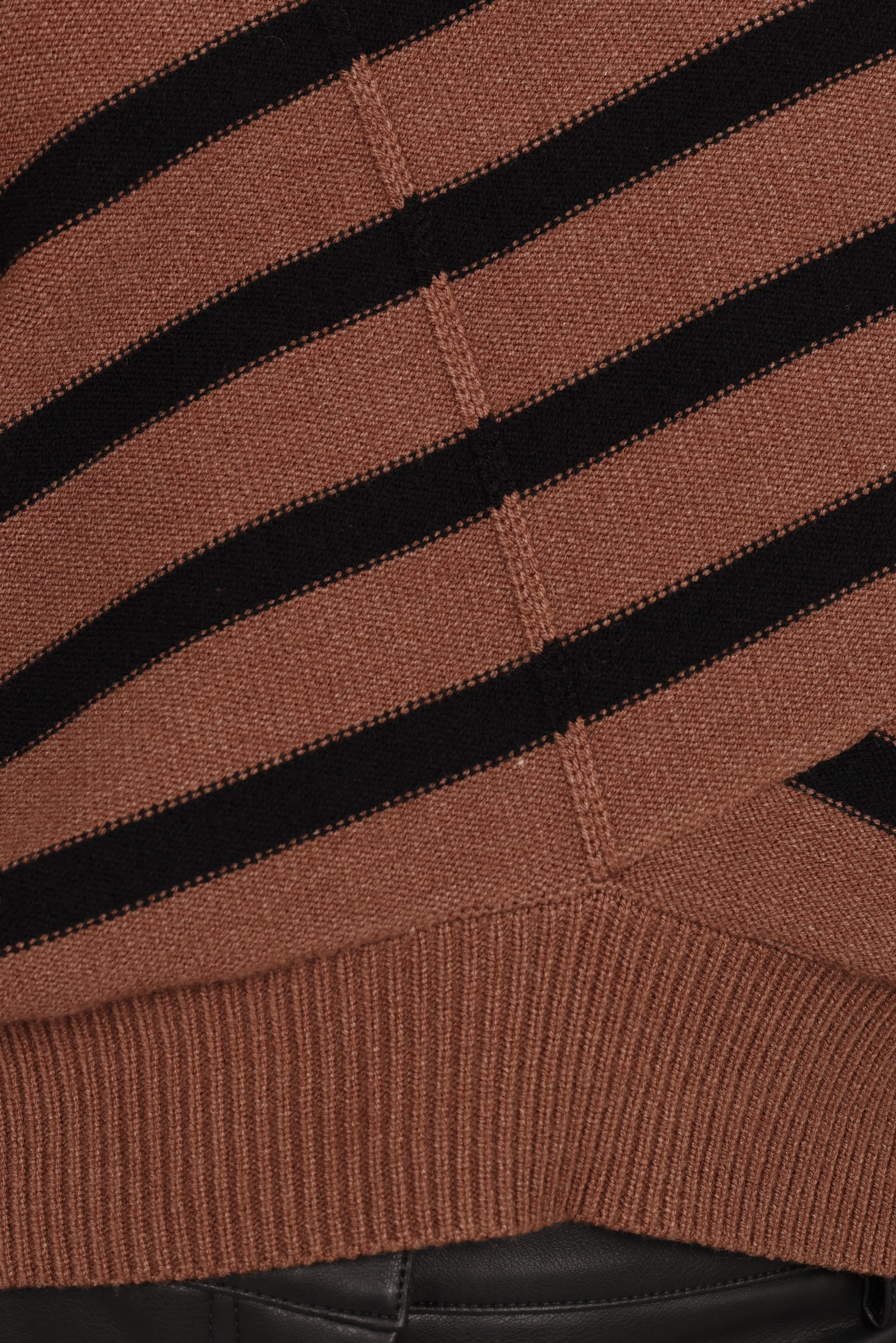 Lynette Criss Cross Stripe Sweater - Black/Tan
