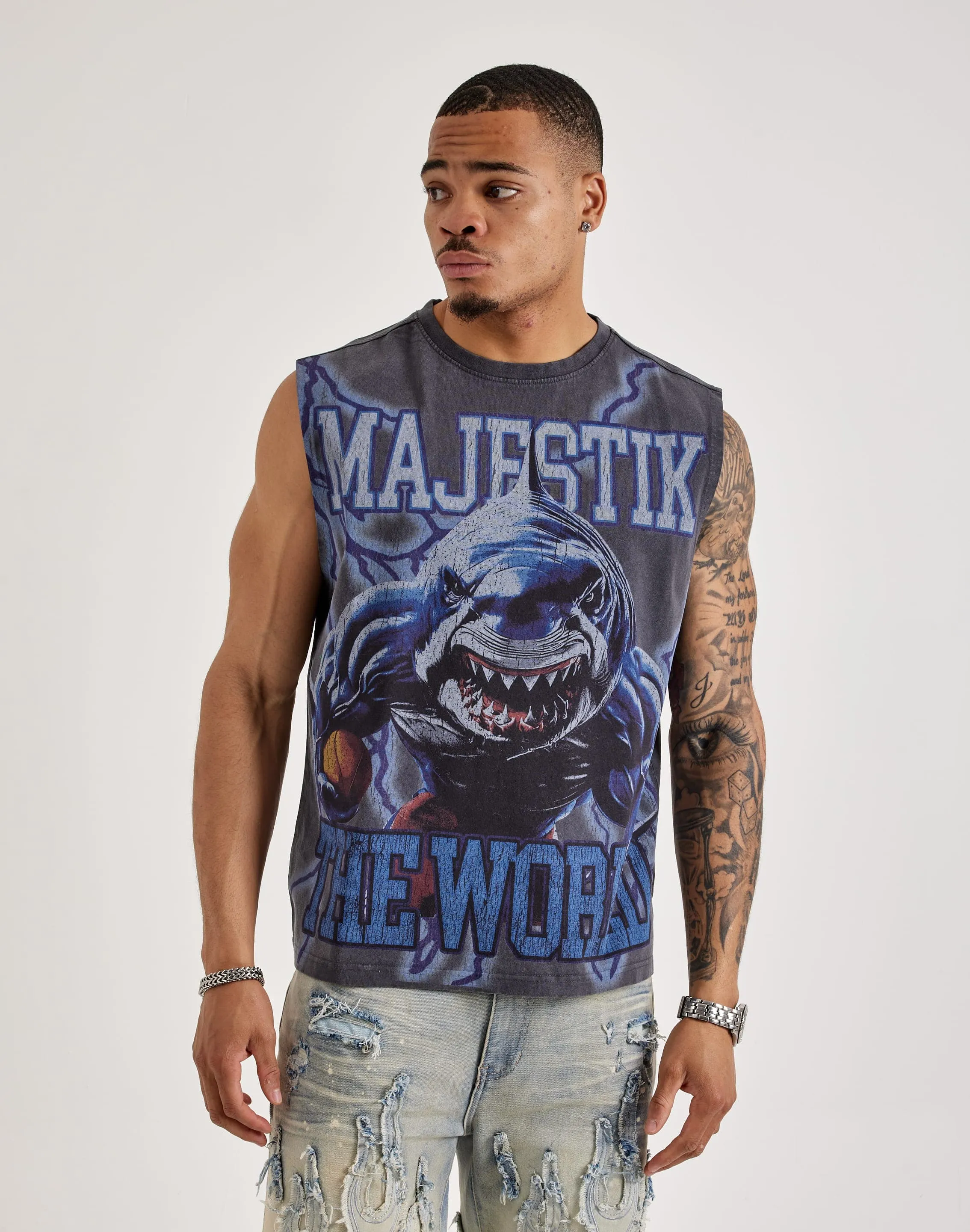 Majestik World Shark Muscle Tee