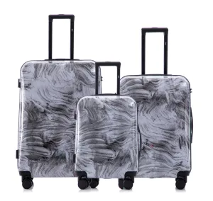 Multi-color Design ABS Hard Shell Lightweight with 360° Dual Spinning Wheels & Combo Lock – Includes 28", 24", 20" 3-Piece Luggage Set - Granite