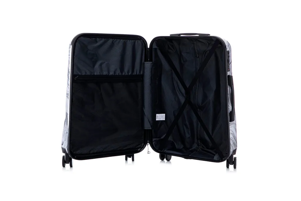 Multi-color Design ABS Hard Shell Lightweight with 360° Dual Spinning Wheels & Combo Lock – Includes 28", 24", 20" 3-Piece Luggage Set - Granite