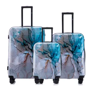 Multi-color Design ABS Hard Shell Lightweight with 360° Dual Spinning Wheels & Combo Lock – Includes 28", 24", 20" 3-Piece Luggage Set - Meteor