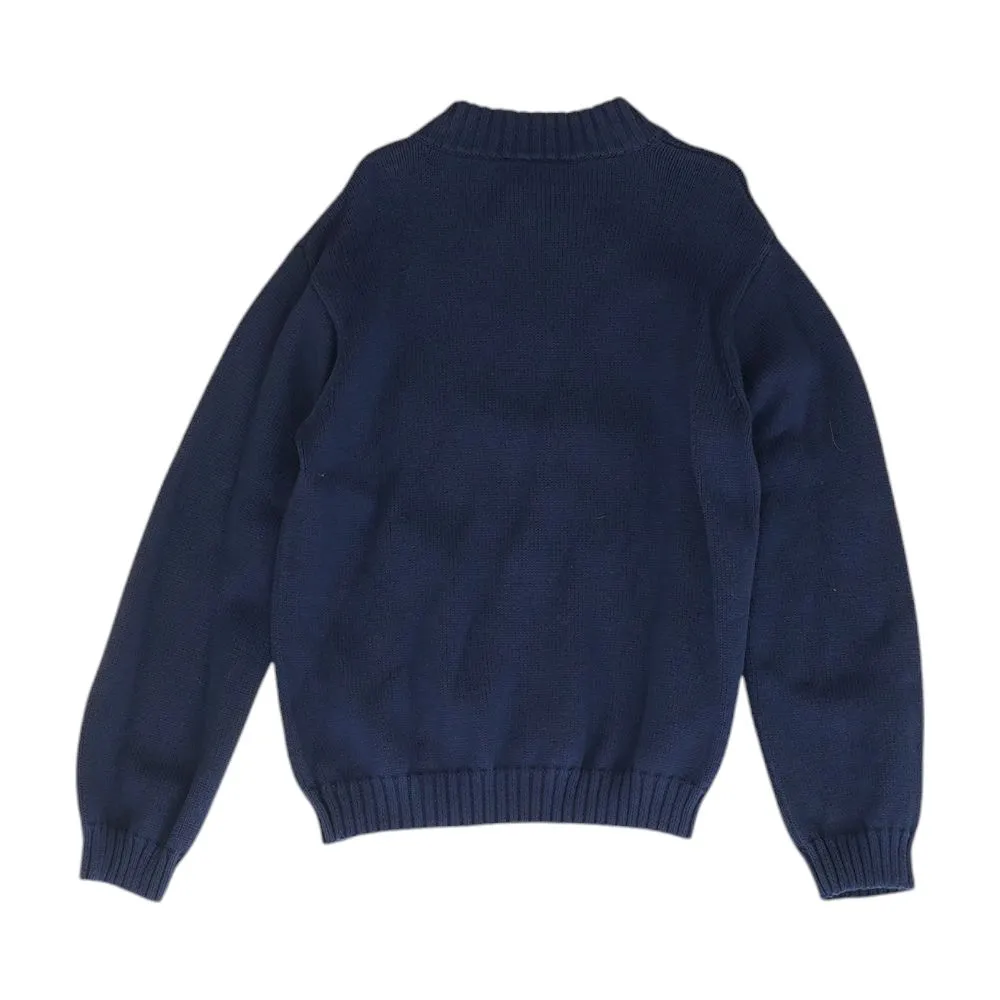 Navy Solid 1/4 Zip Sweater