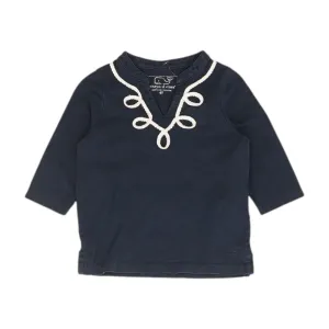 Navy Solid 3/4 Sleeve Blouse