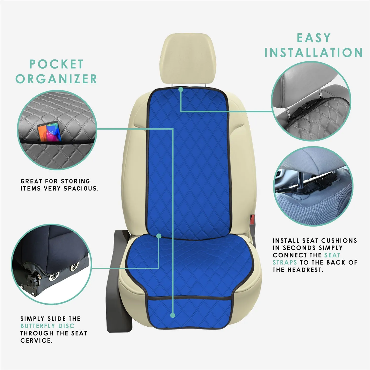 NeoSupreme Seat Protectors - Front Set - 2pc Solid Blue