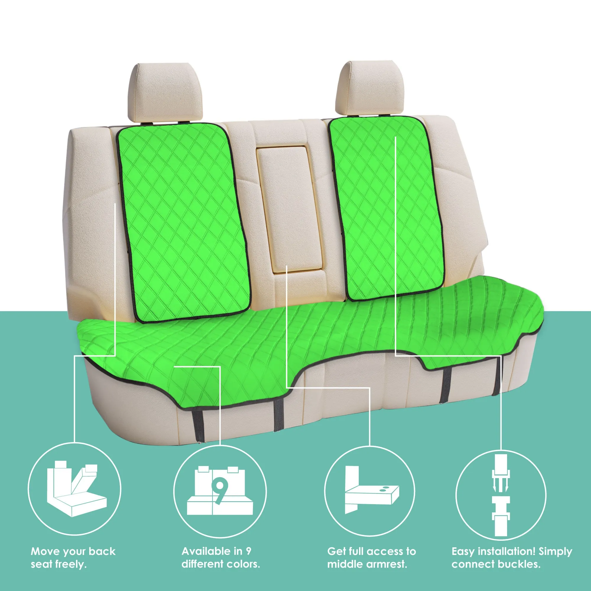 NeoSupreme Seat Protectors - Full Set - Solid Green