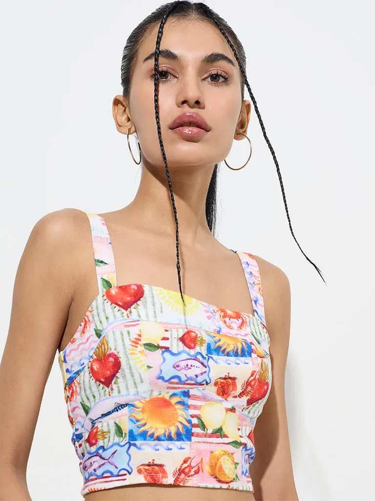 Nuon Multicolour Printed Crop Top