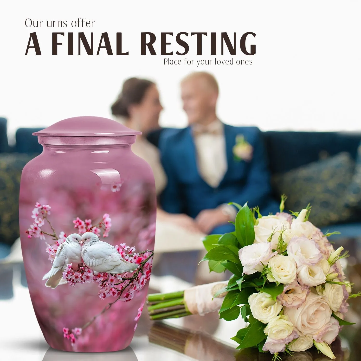Peaceful Dove Flight: Cremation Medium Urn for Human Ashes
