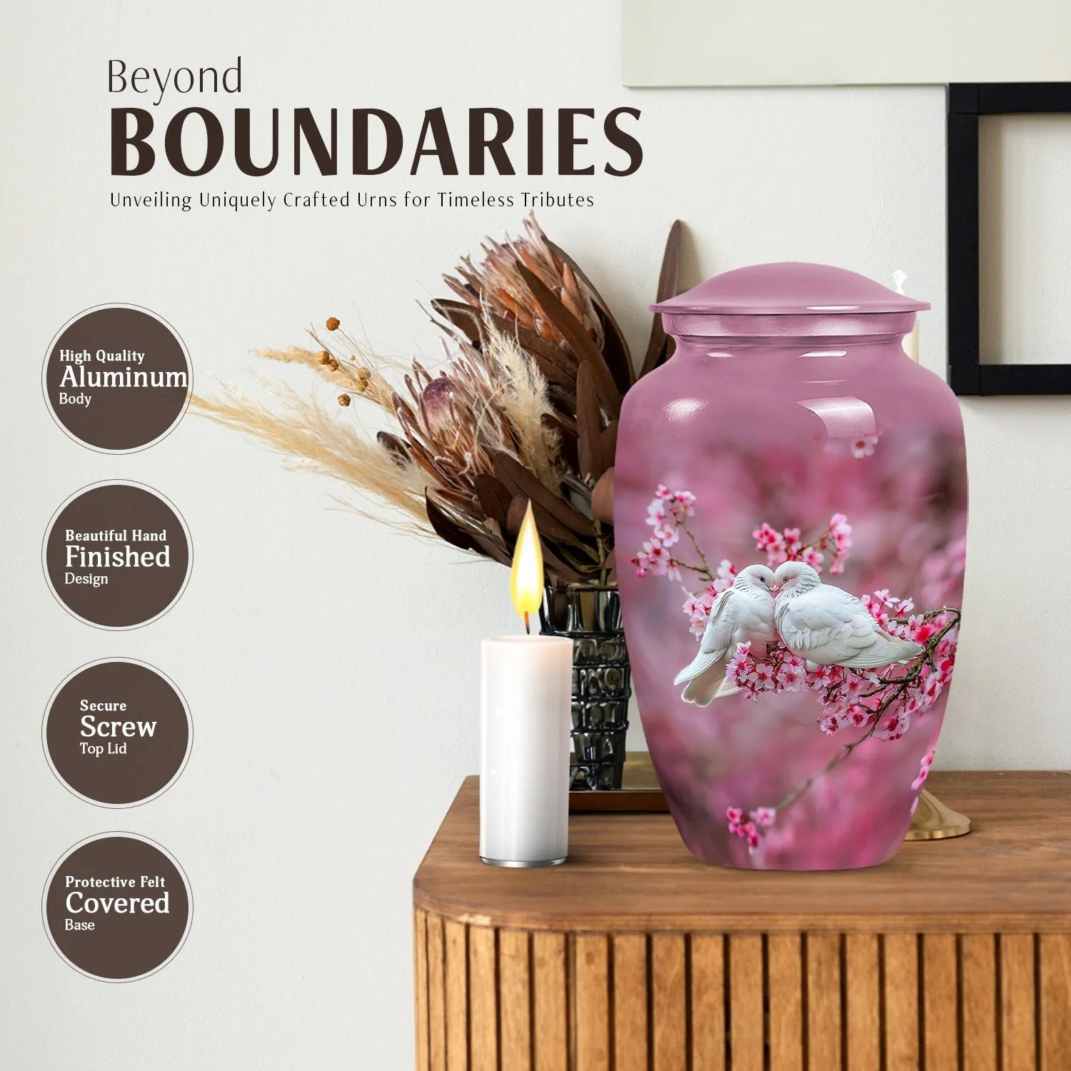 Peaceful Dove Flight: Cremation Medium Urn for Human Ashes