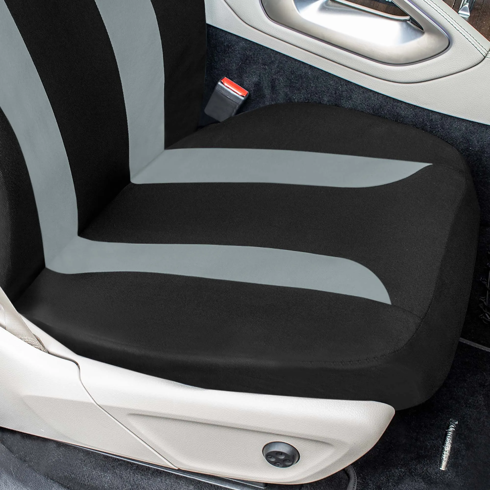 Polished and Chic Flat Cloth Car Seat Covers Full Set - Gray