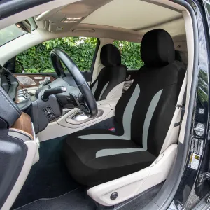 Polished and Chic Flat Cloth Car Seat Covers Full Set - Gray