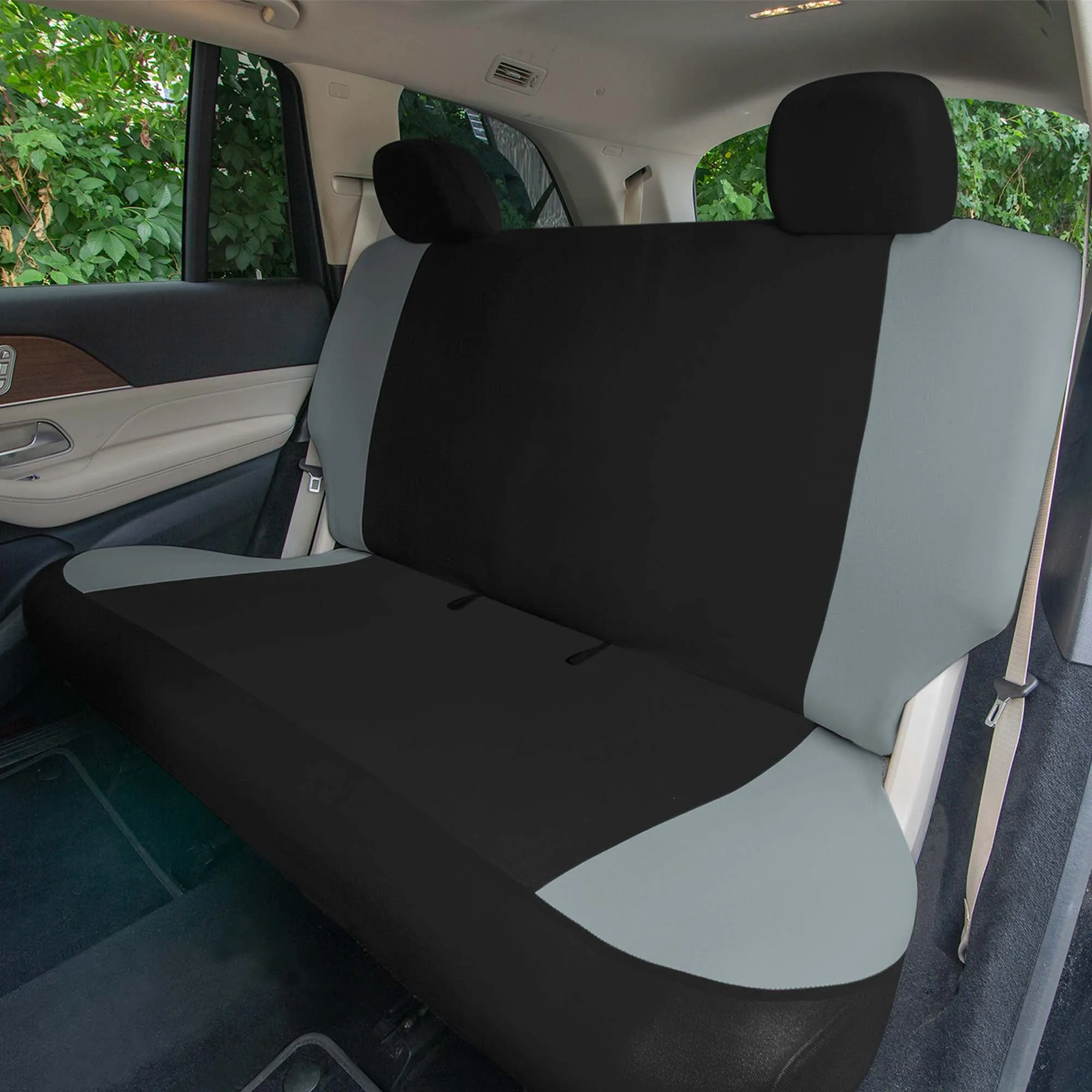 Polished and Chic Flat Cloth Car Seat Covers Full Set - Gray