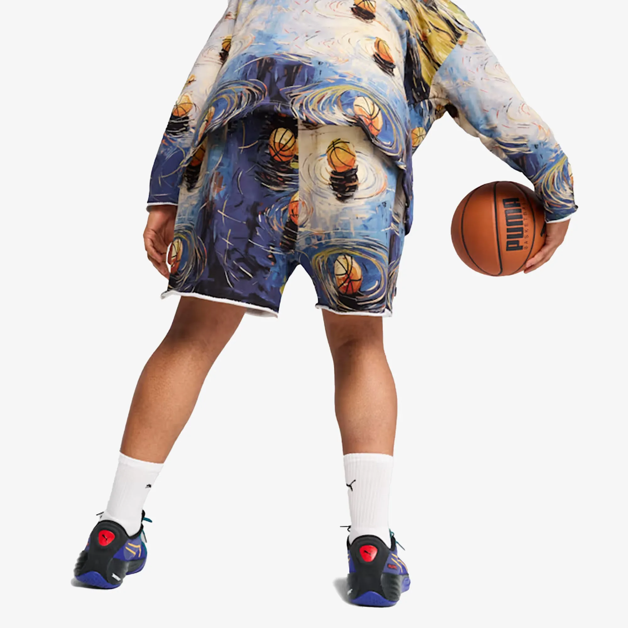 PUMA | X DYLAN EXHIBIT PRINTED TERRY SHORT { VIVID BLUE