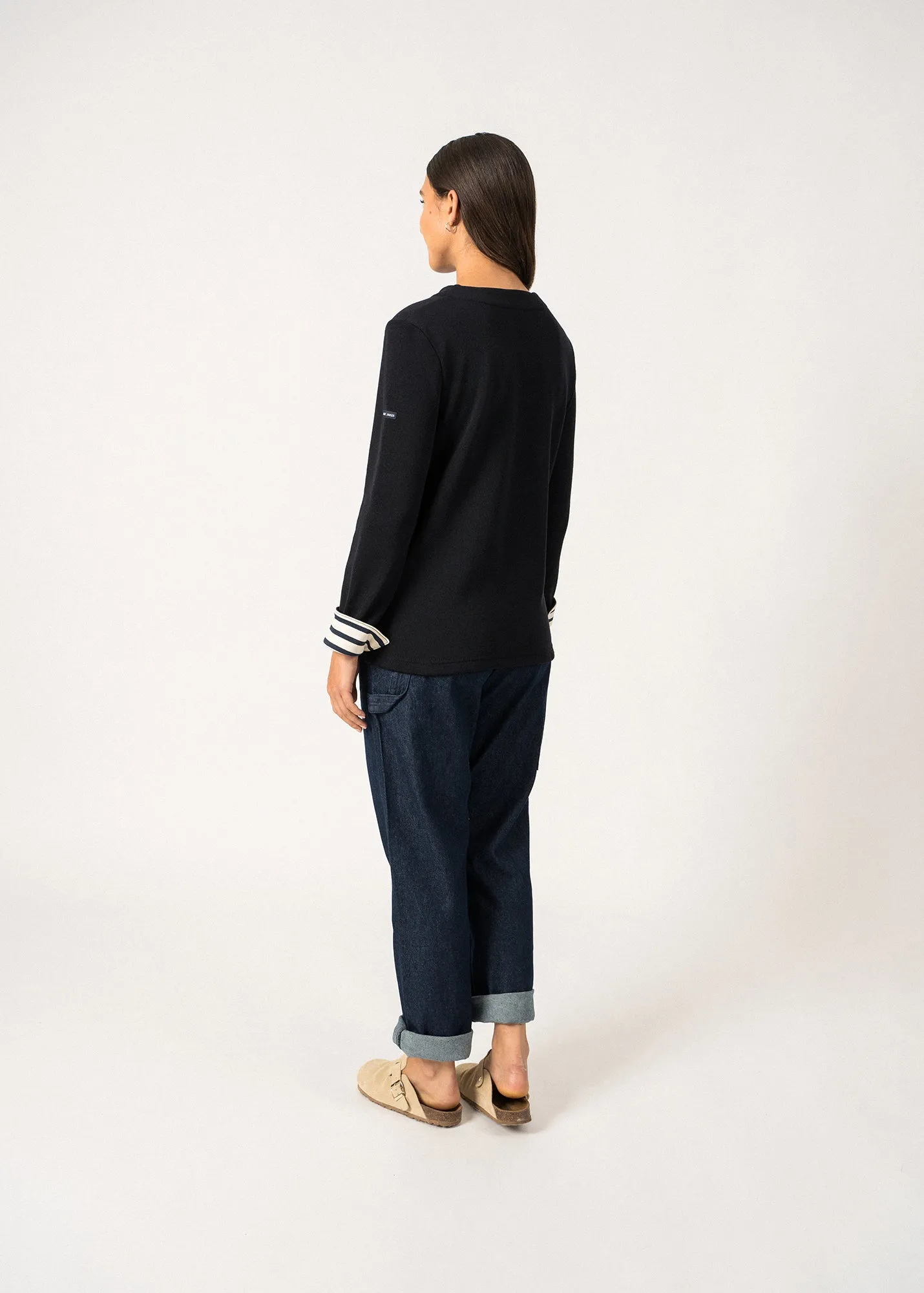 QUILLE - V-Neck Double-Faced Sweater | Wool and Cotton (NAVY)