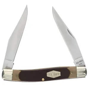 Schrade Old Timer Pocket Knife - Muskrat Duel Clip Point Blades Sawcut Handle | 77OT