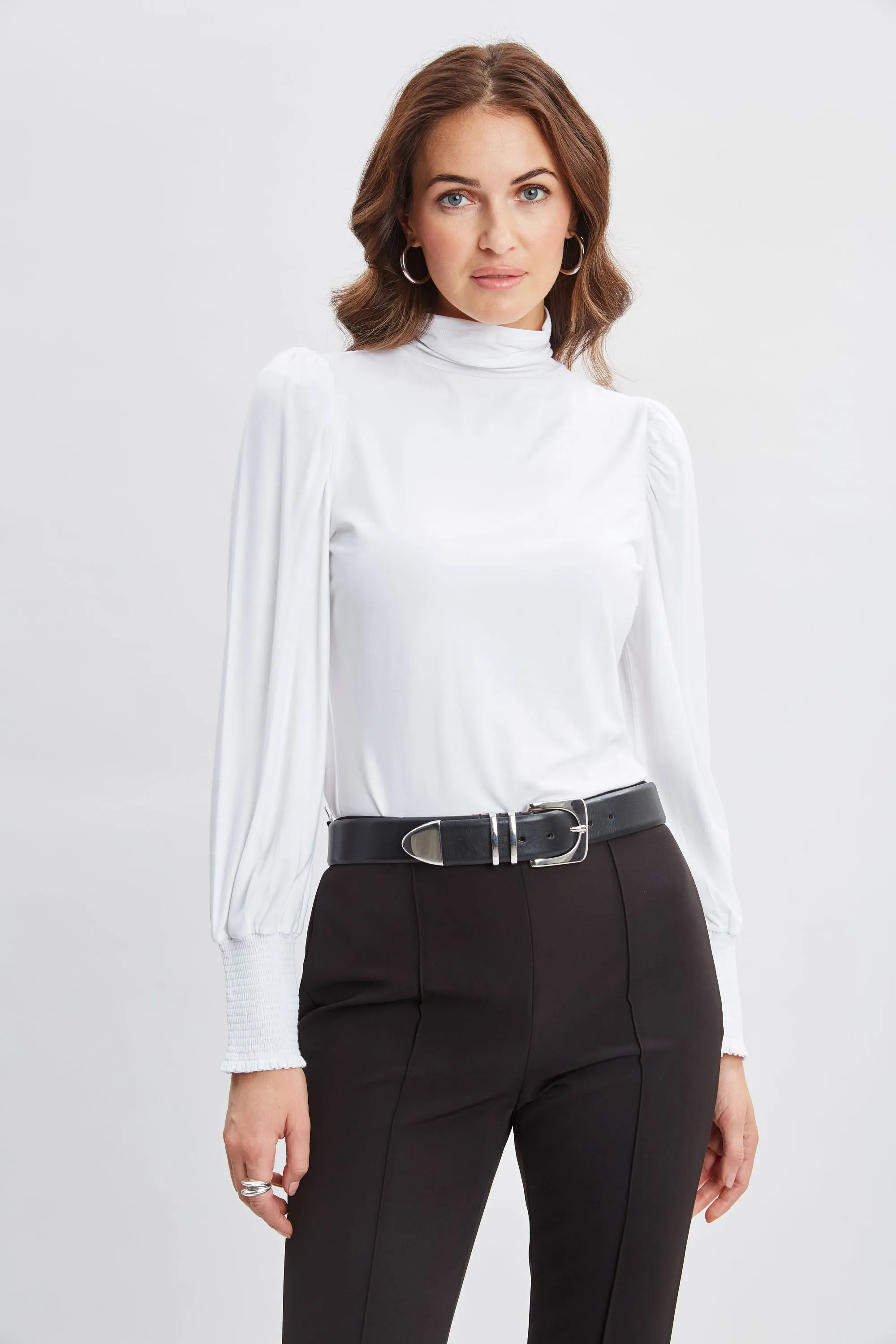 Smocked Turtleneck Knit
