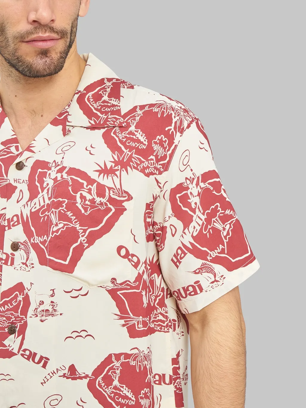 Sun Surf Showing Hawaiian Island Shirt Off White