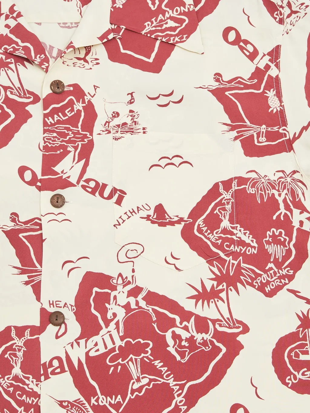 Sun Surf Showing Hawaiian Island Shirt Off White
