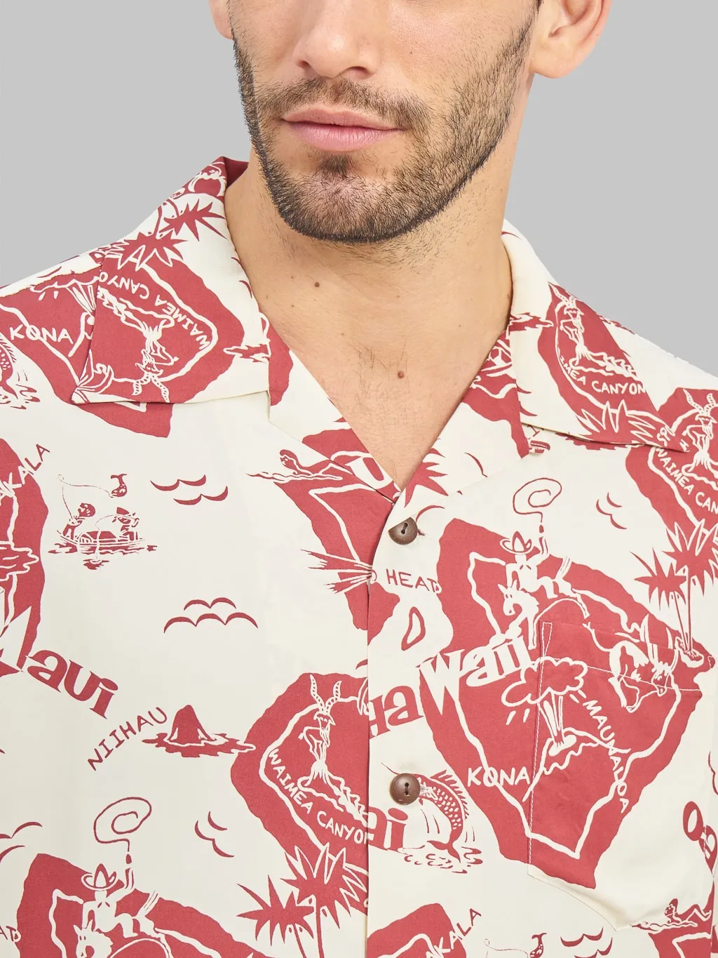 Sun Surf Showing Hawaiian Island Shirt Off White