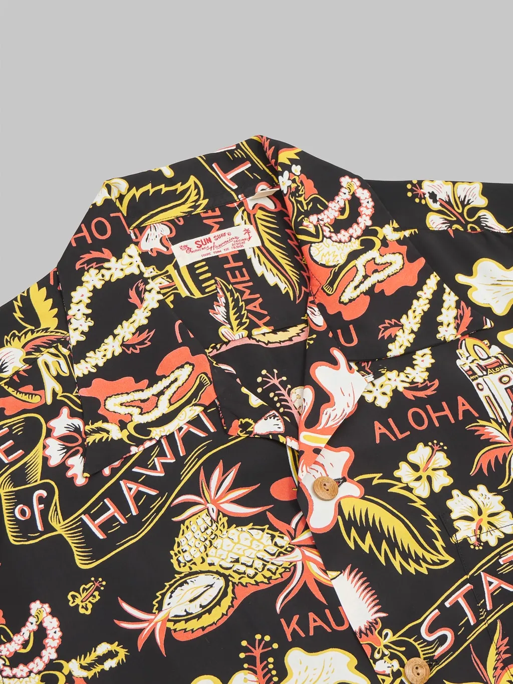 Sun Surf State Of Hawaii Hawaiian Shirt Black