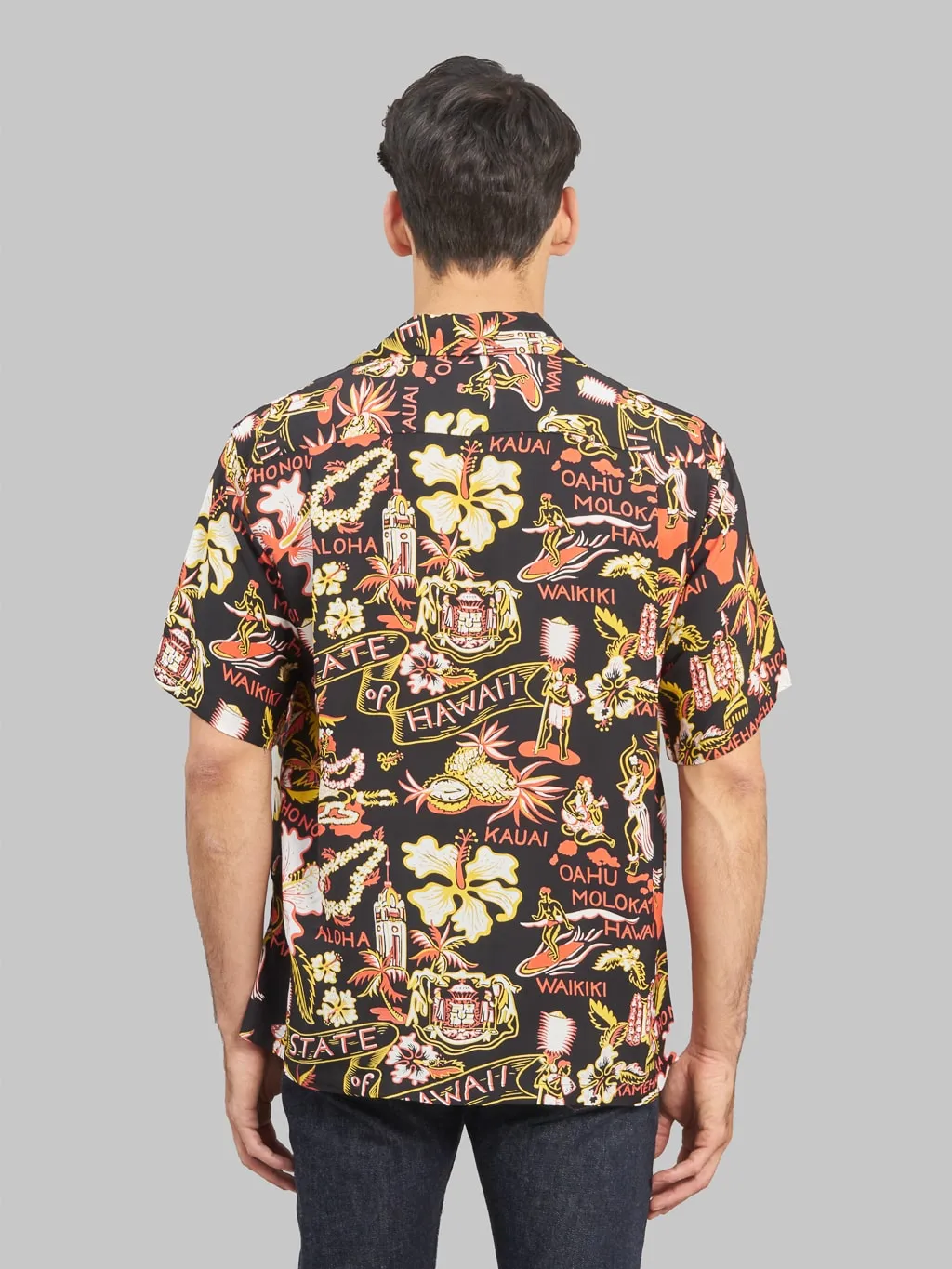 Sun Surf State Of Hawaii Hawaiian Shirt Black