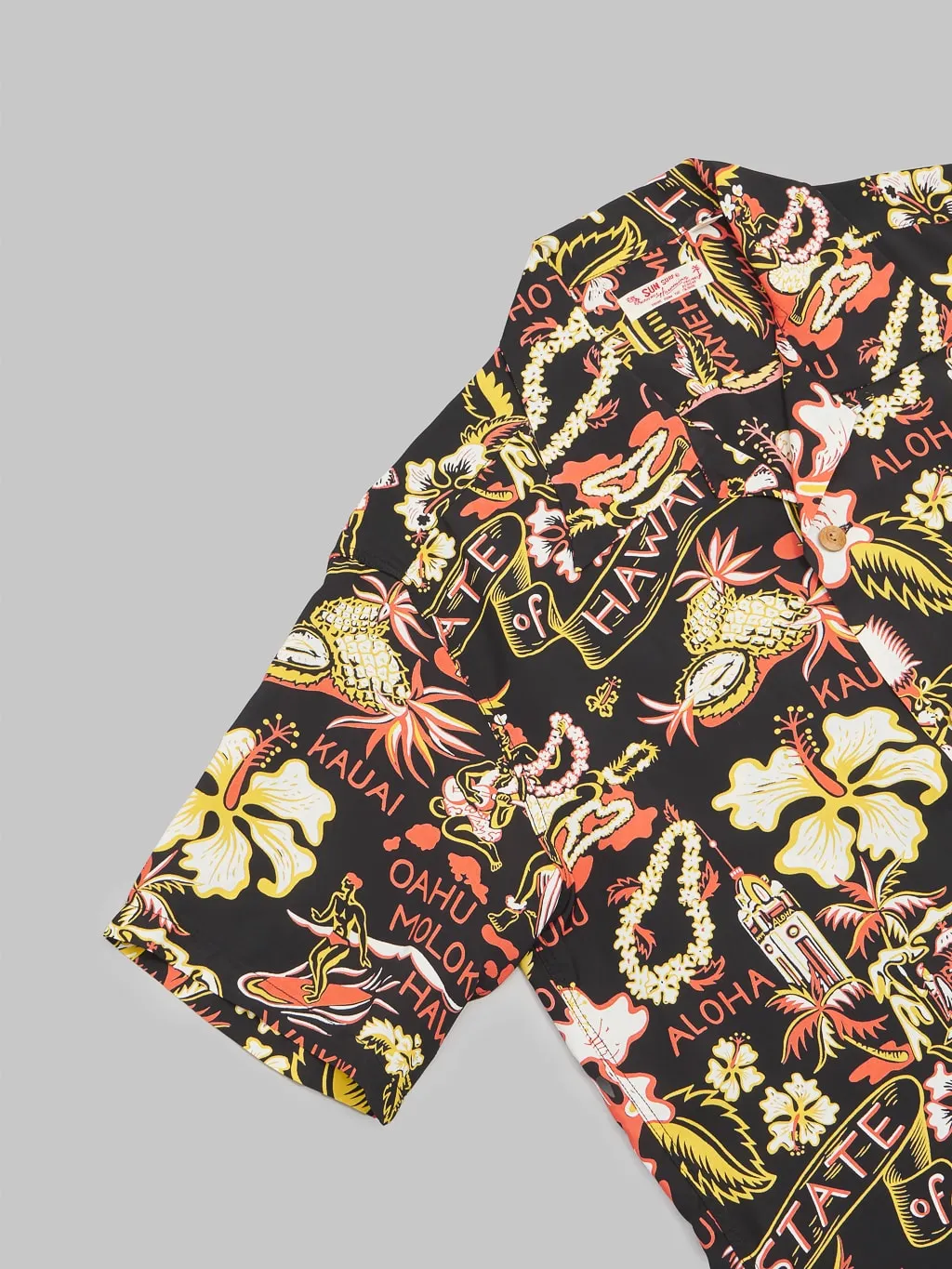 Sun Surf State Of Hawaii Hawaiian Shirt Black