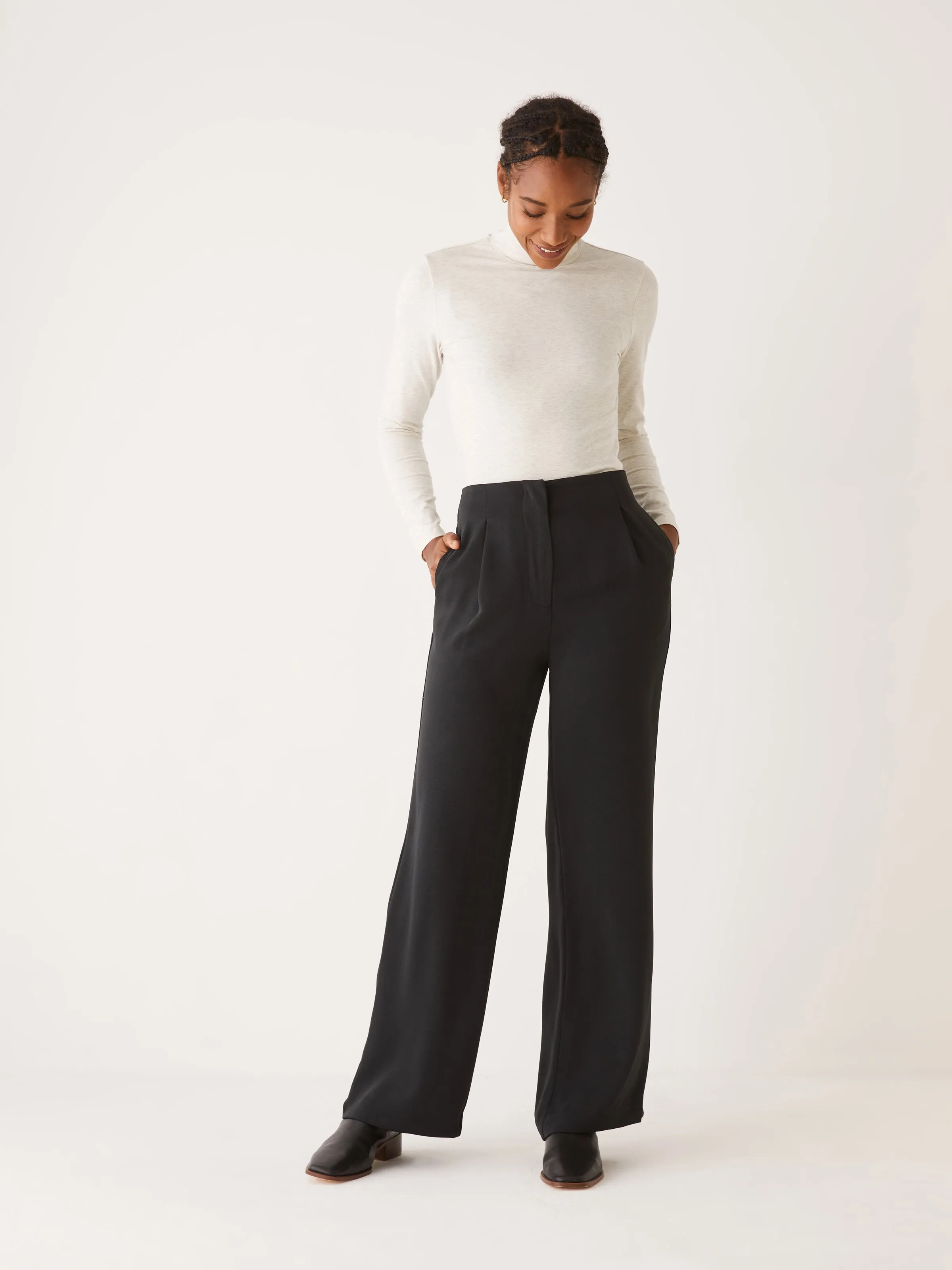 The Sally High Rise Wide Leg Pant in Black