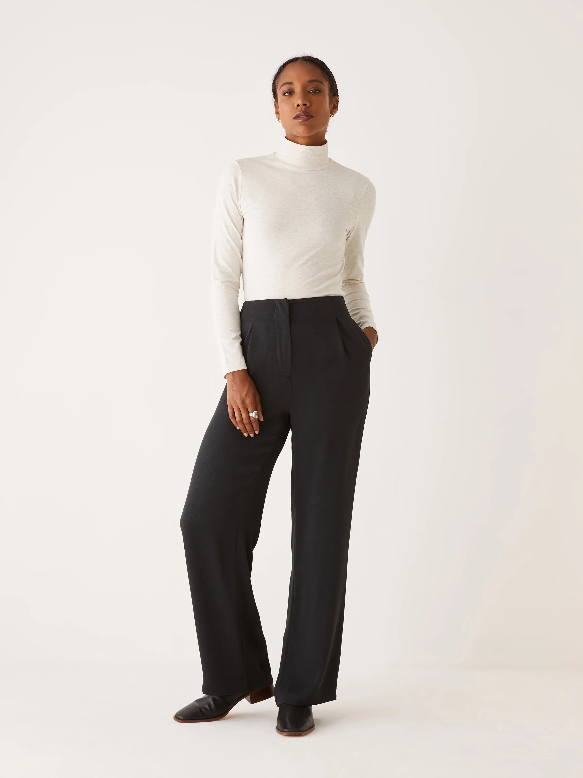 The Sally High Rise Wide Leg Pant in Black