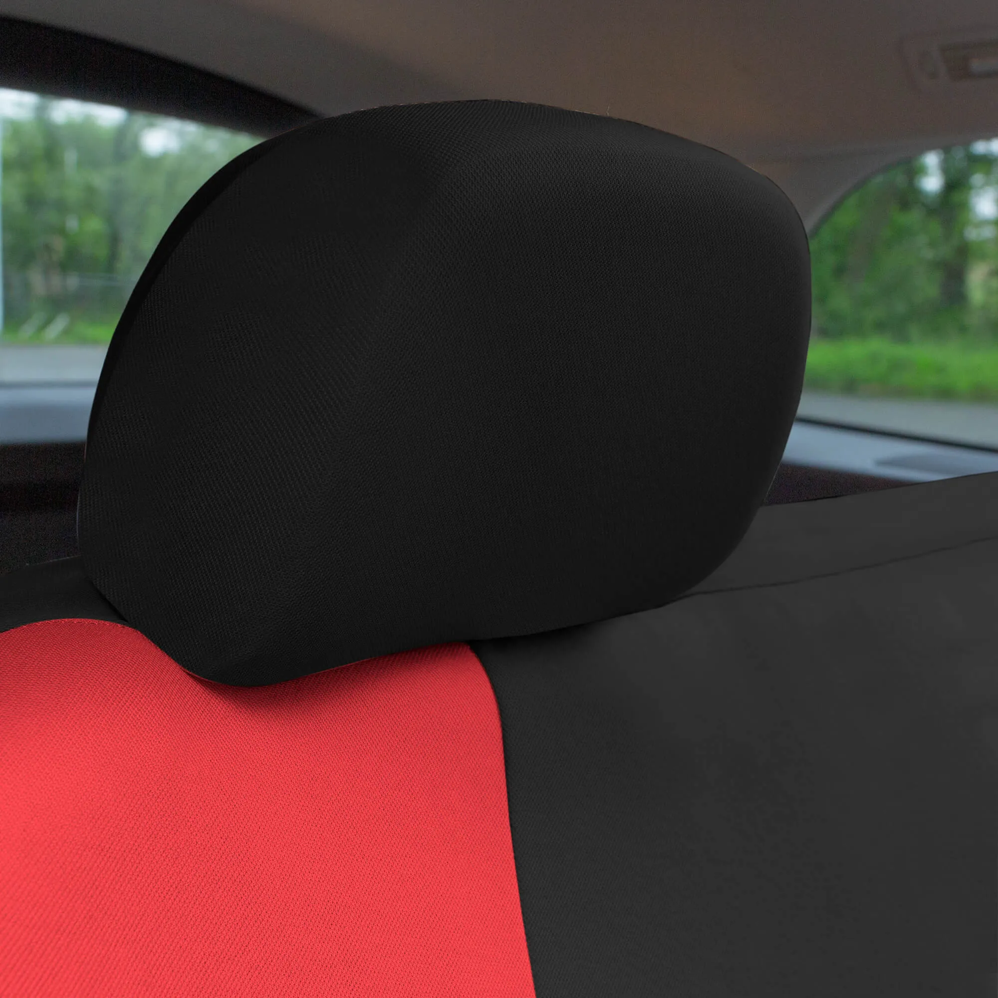 TLH Classic Flat Cloth Car Seat Covers Full Set - Red
