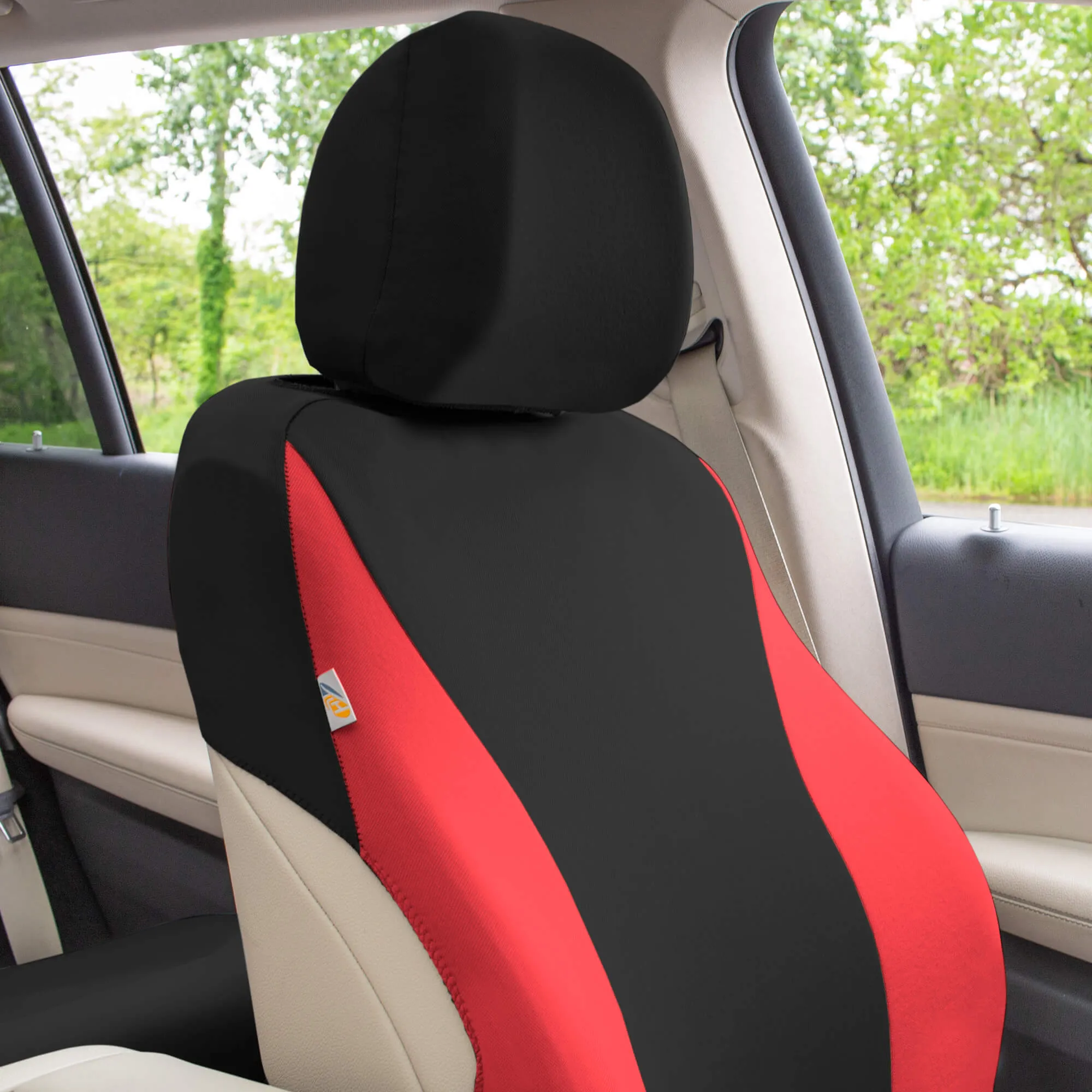 TLH Classic Flat Cloth Car Seat Covers Full Set - Red
