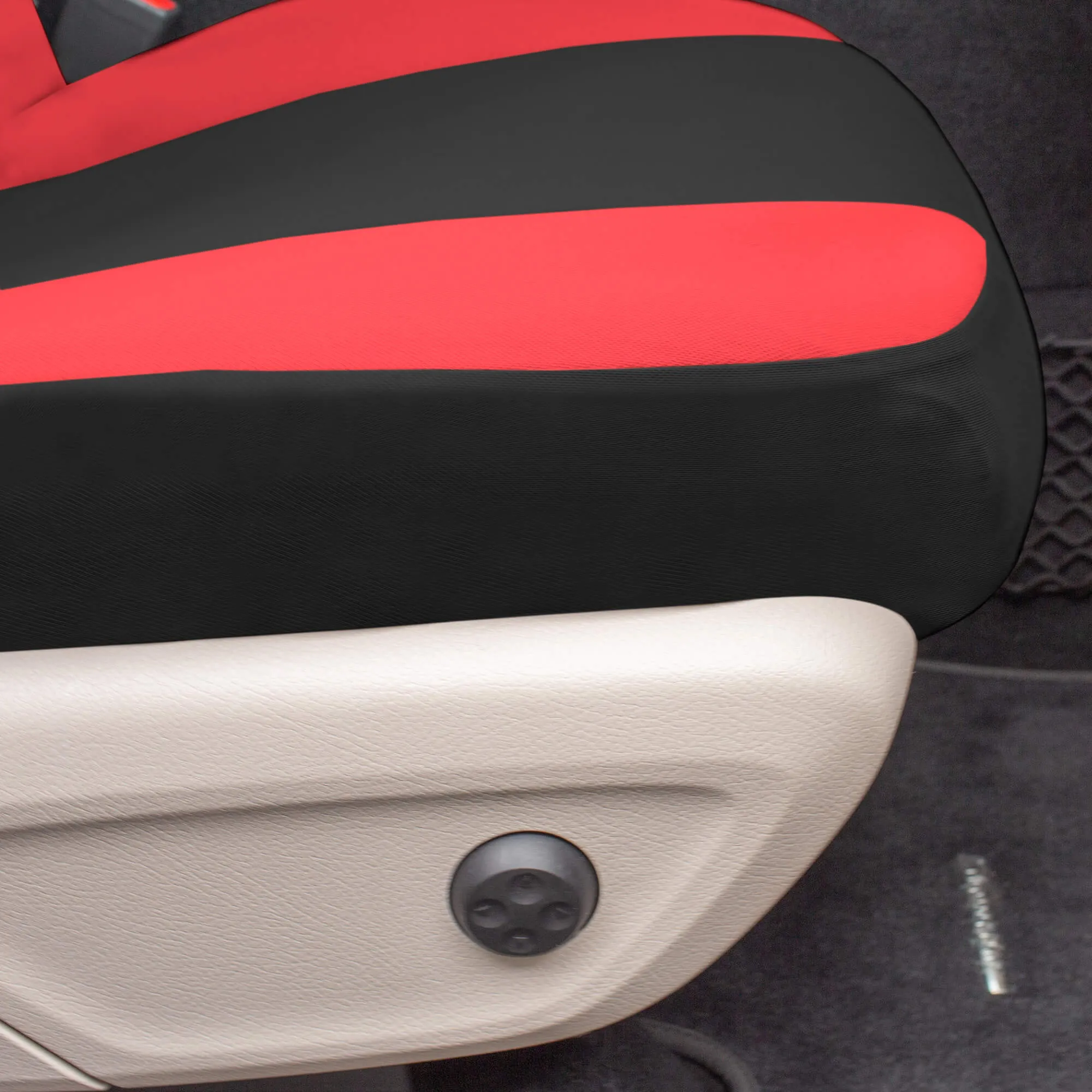 TLH Classic Flat Cloth Car Seat Covers Full Set - Red