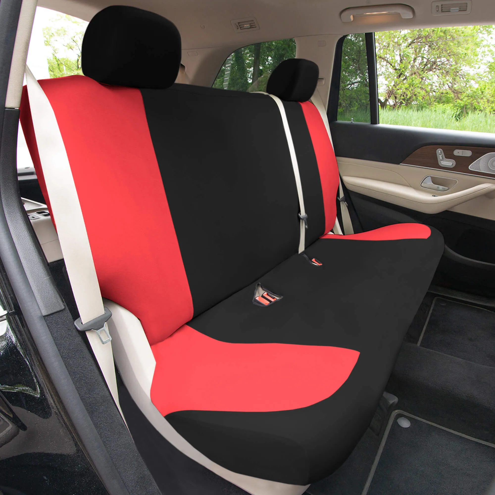 TLH Classic Flat Cloth Car Seat Covers Full Set - Red