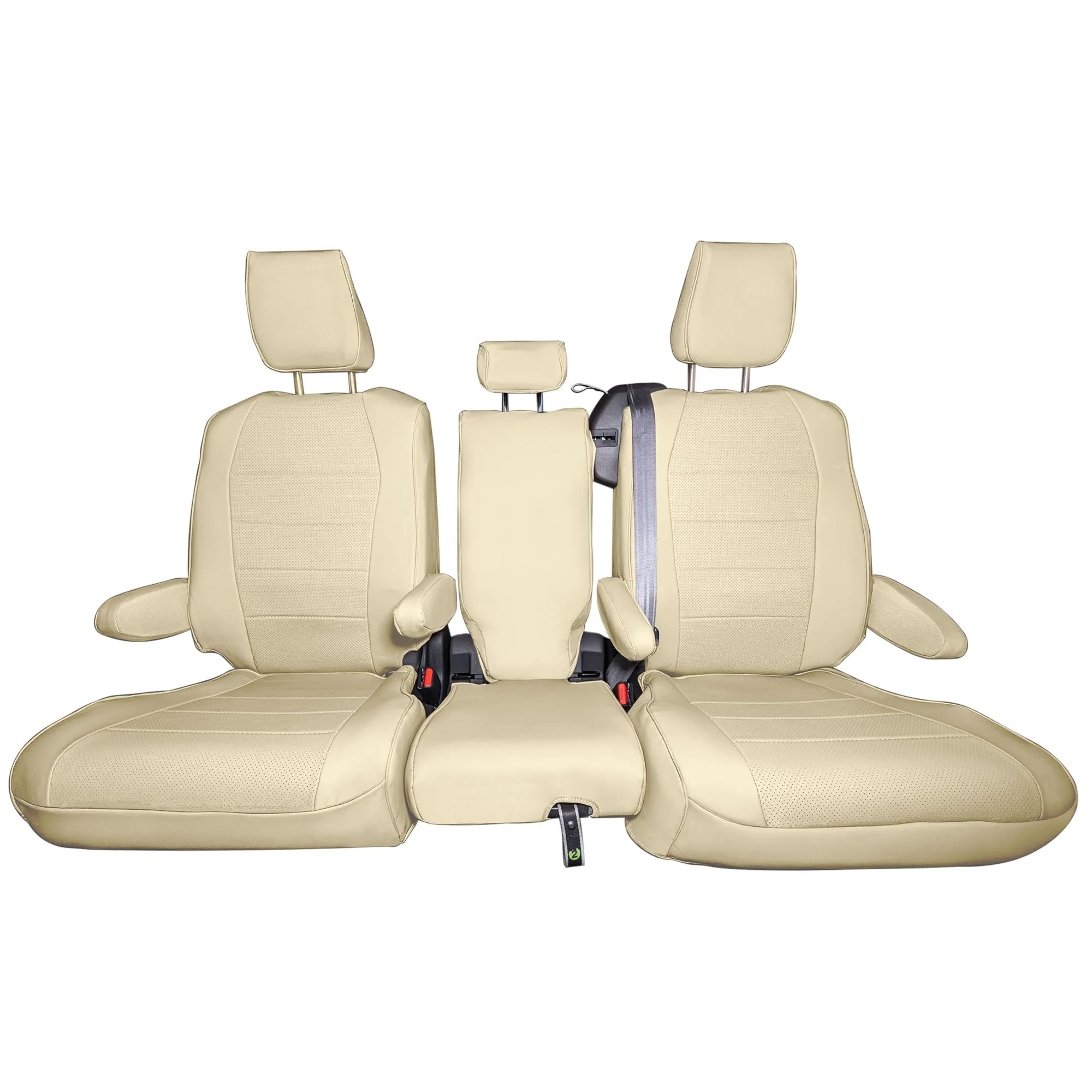 Toyota Sienna 8 Passenger - 2021 - 2024 - 2nd Row Set Seat Covers - Solid Beige Faux Leather