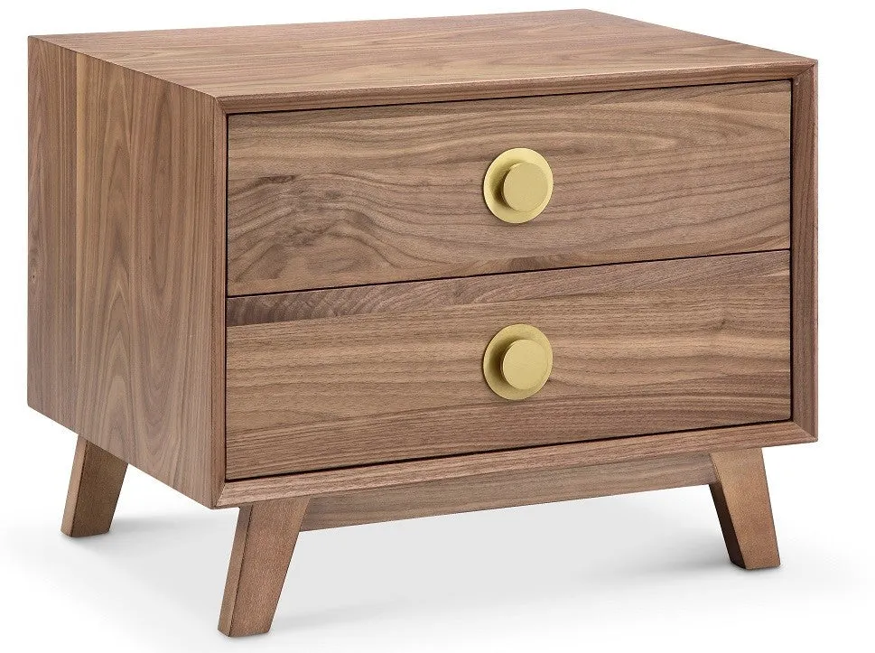 Victory 2 Drawer Side Table WALNUT/GOLD