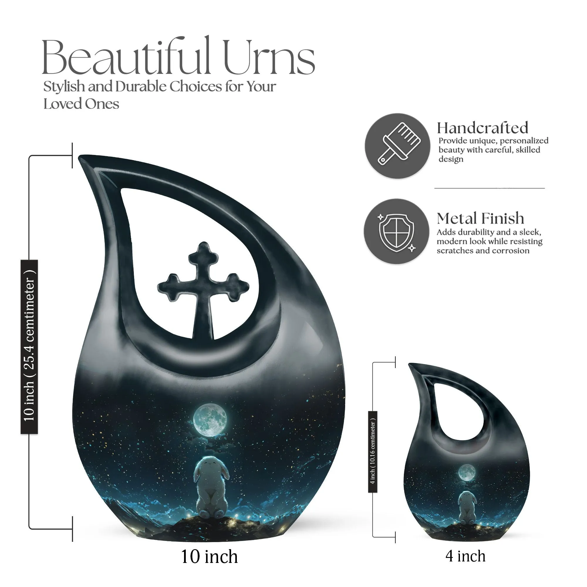 White Bunny Moon Tribute - Majestic Memorial Large Urn