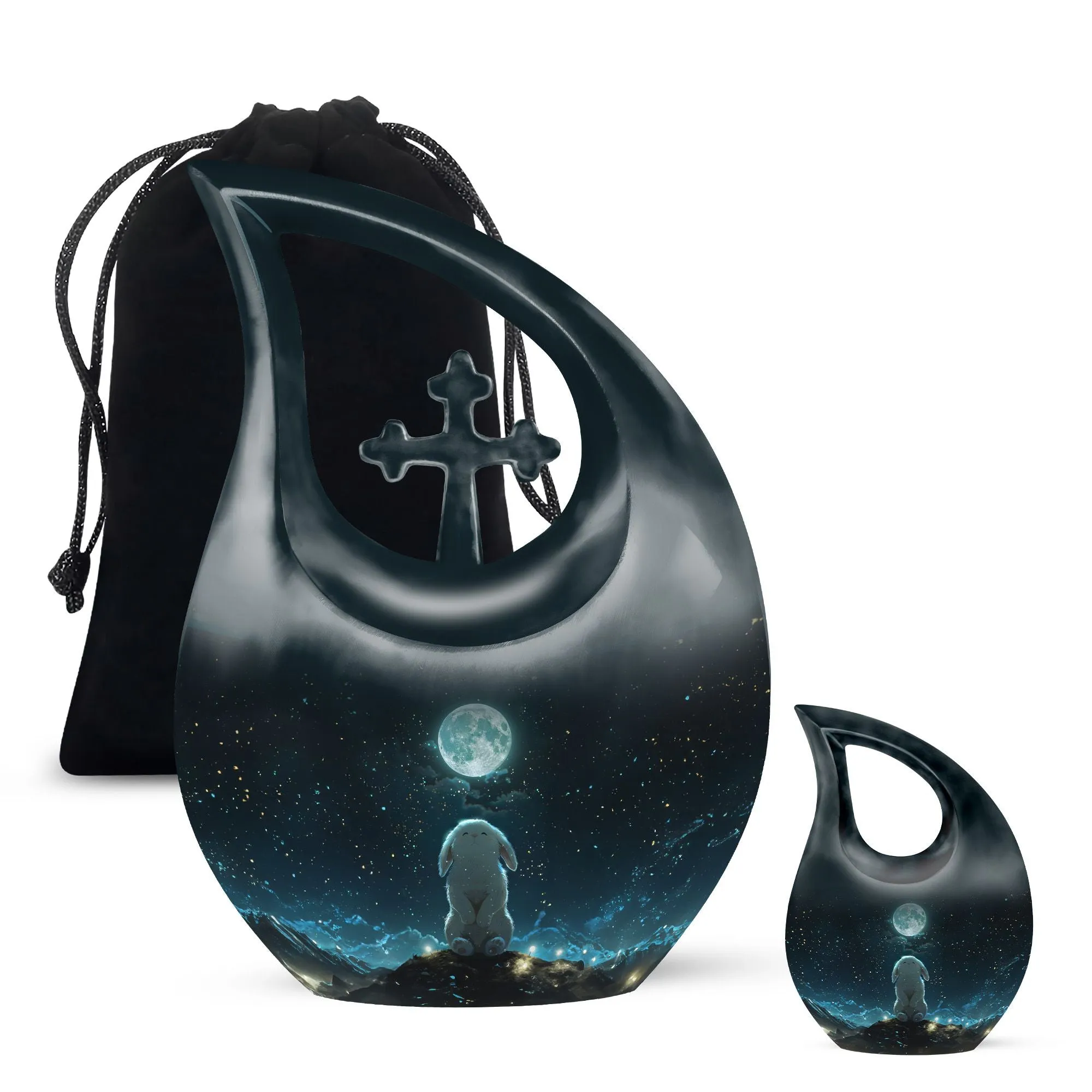 White Bunny Moon Tribute - Majestic Memorial Large Urn